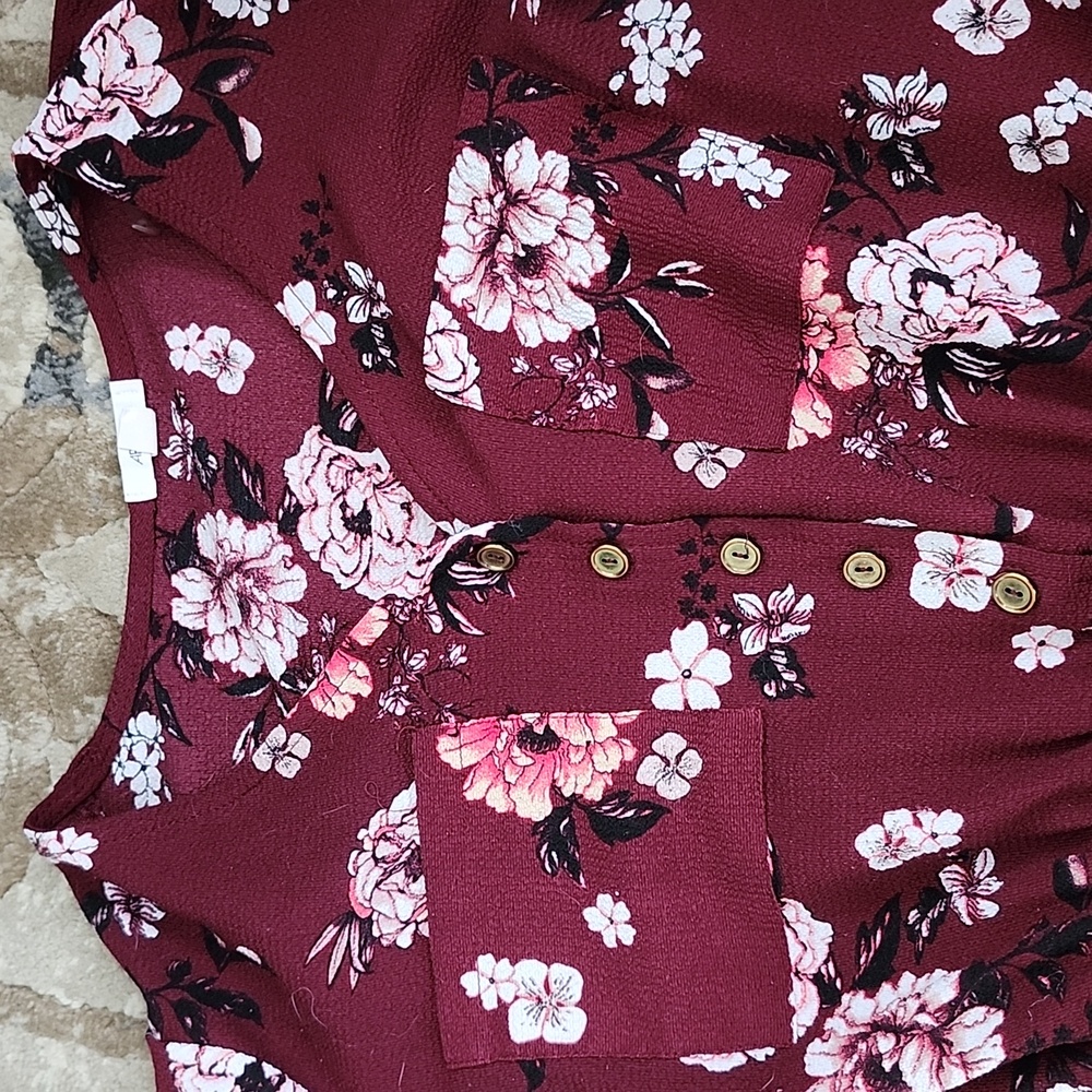 💙Ardene Size S - Beautiful NEW Burgundy Floral Patterned Dress (Lined) - Picture 4 of 5